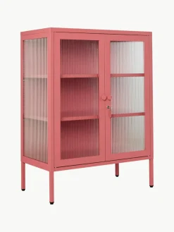 Metalen vitrinekast The Mixer met geribbeld glas^Mustard Made Sale