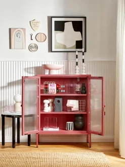 Metalen vitrinekast The Mixer met geribbeld glas^Mustard Made Sale
