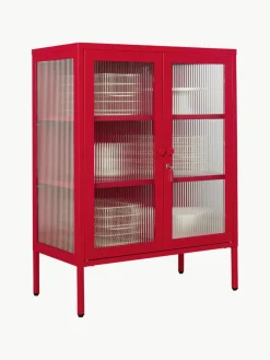 Metalen vitrinekast The Mixer met geribbeld glas^Mustard Made New