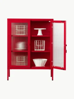 Metalen vitrinekast The Mixer met geribbeld glas^Mustard Made New