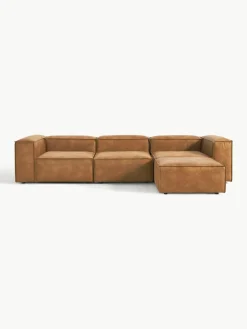 Modulaire bank Lennon (4-zits) van gerecycled leer met poef (links/rechts)^Westwing Collection Best
