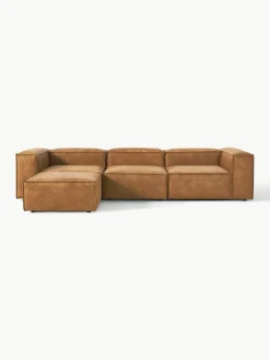 Modulaire bank Lennon (4-zits) van gerecycled leer met poef (links/rechts)^Westwing Collection Best