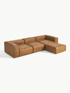 Modulaire bank Lennon (4-zits) van gerecycled leer met poef (links/rechts)^Westwing Collection Best