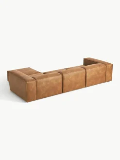 Modulaire bank Lennon (4-zits) van gerecycled leer met poef (links/rechts)^Westwing Collection Best