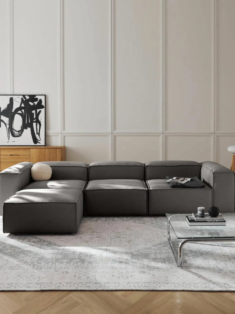 Modulaire bank Lennon (4-zits) met poef (links/rechts)^Westwing Collection Online