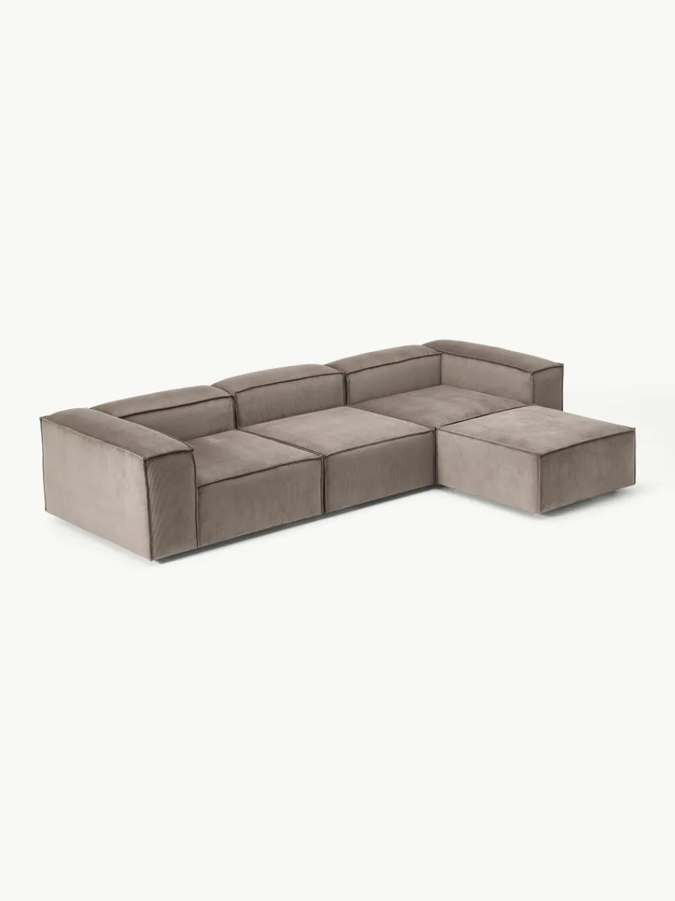 Modulaire bank Lennon (4-zits) van corduroy met poef (links/rechts)^Westwing Collection Fashion