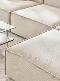Modulaire bank Lennon (4-zits) van corduroy met poef (links/rechts)^Westwing Collection Clearance