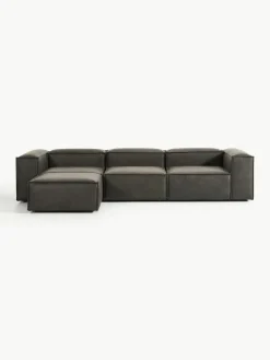 Modulaire bank Lennon (4-zits) van gerecycled leer met poef (links/rechts)^Westwing Collection Fashion