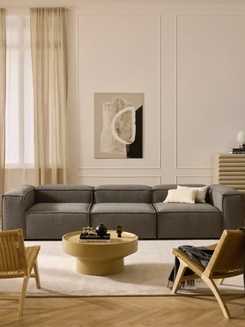 Modulaire bank Lennon (4-zits) uit bouclé^Westwing Collection New