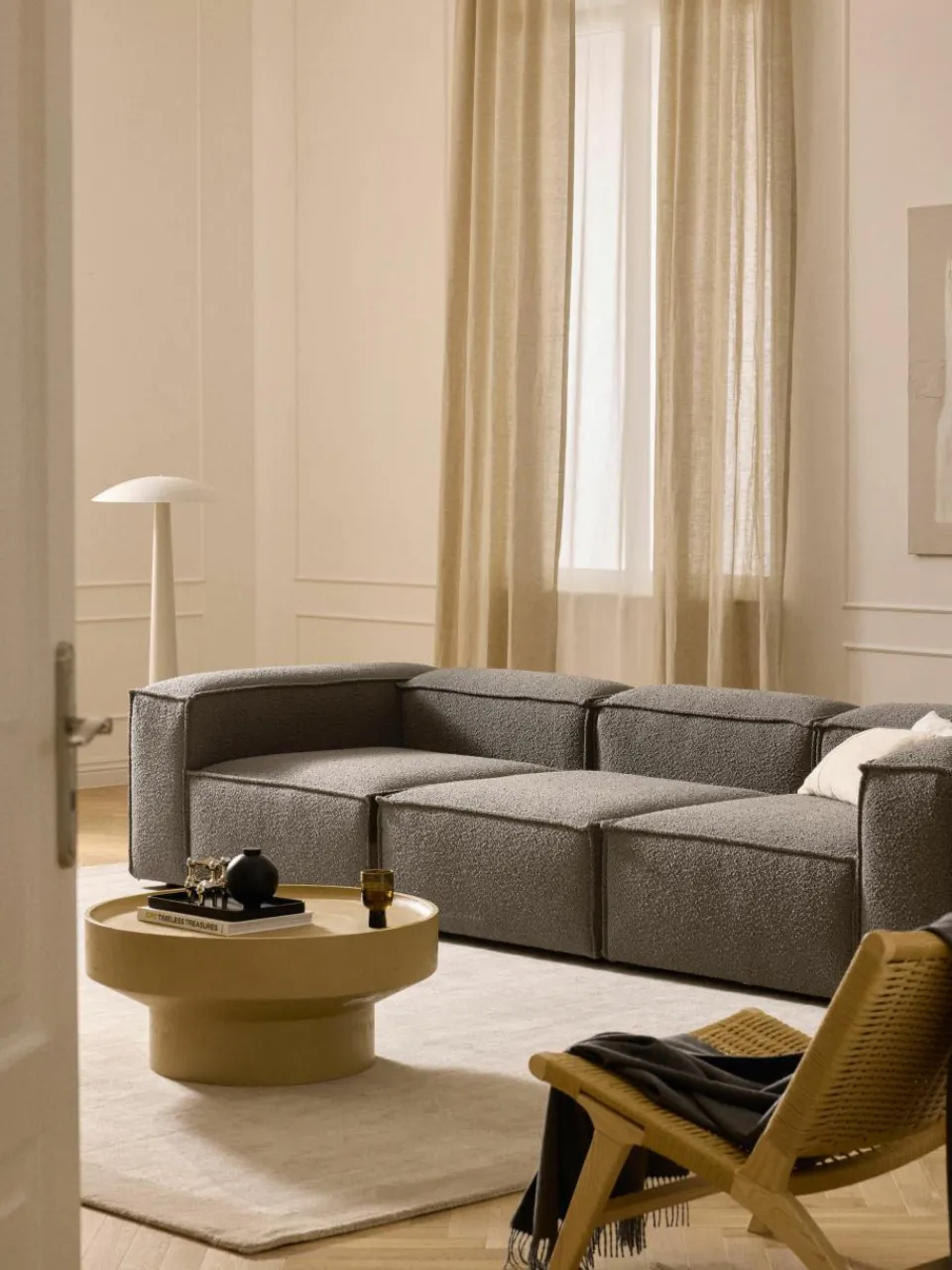 Modulaire bank Lennon (4-zits) uit bouclé^Westwing Collection New