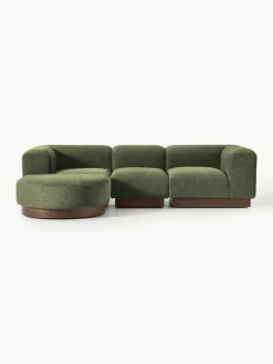 Modulaire bank Natalie (3-zits) van teddy-bouclé met poef^Westwing Collection Best