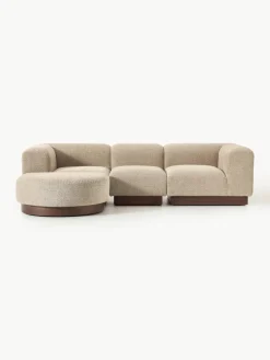 Modulaire bank Natalie (3-zits) van teddy-bouclé met poef^Westwing Collection Outlet