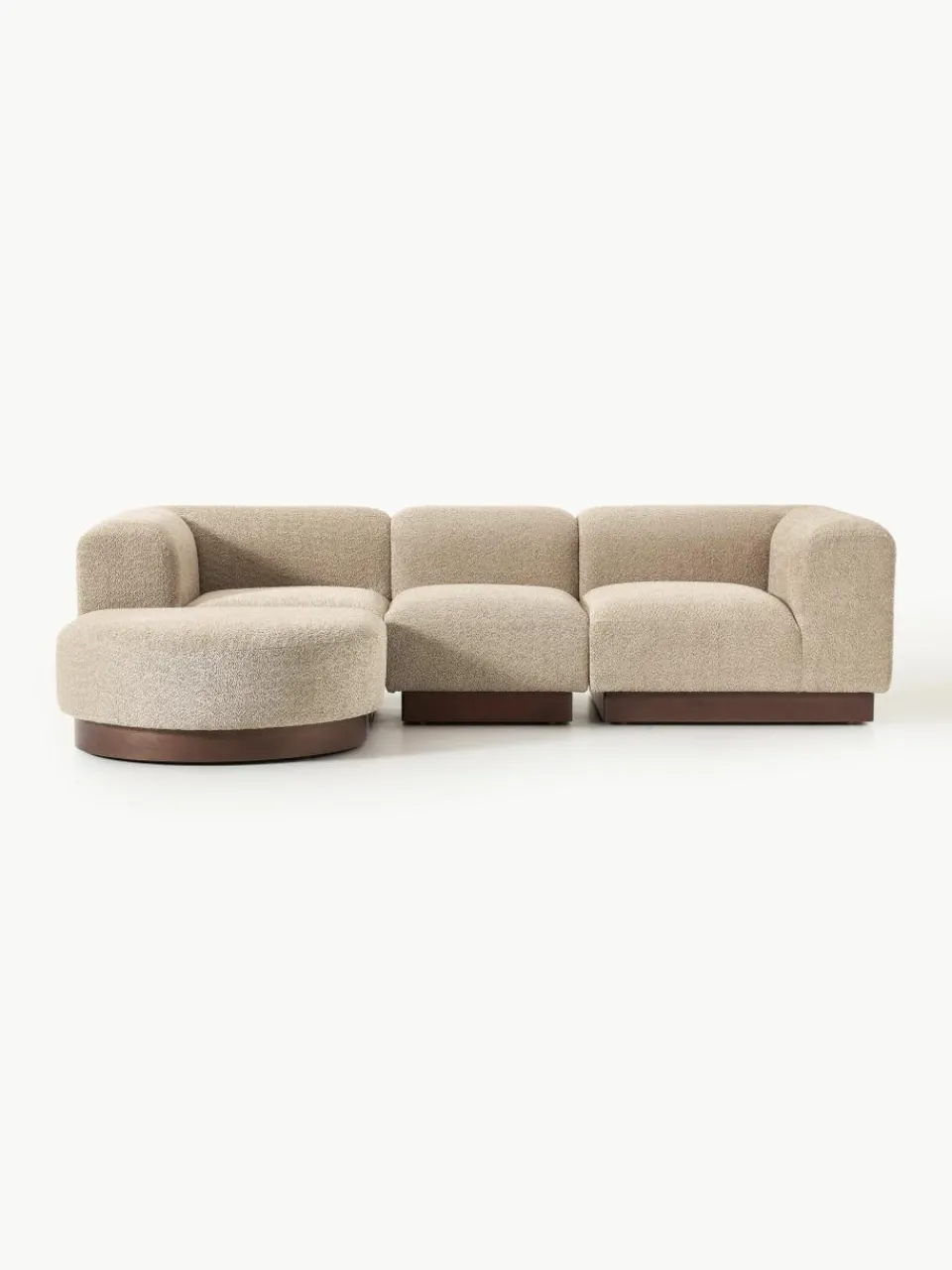 Modulaire bank Natalie (3-zits) van teddy-bouclé met poef^Westwing Collection Outlet