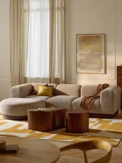 Modulaire bank Natalie (3-zits) van teddy-bouclé met poef^Westwing Collection Outlet