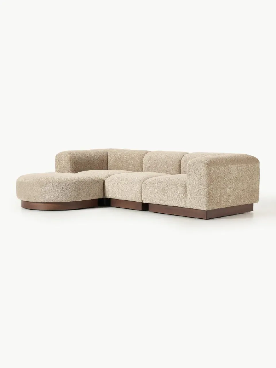 Modulaire bank Natalie (3-zits) van teddy-bouclé met poef^Westwing Collection Outlet