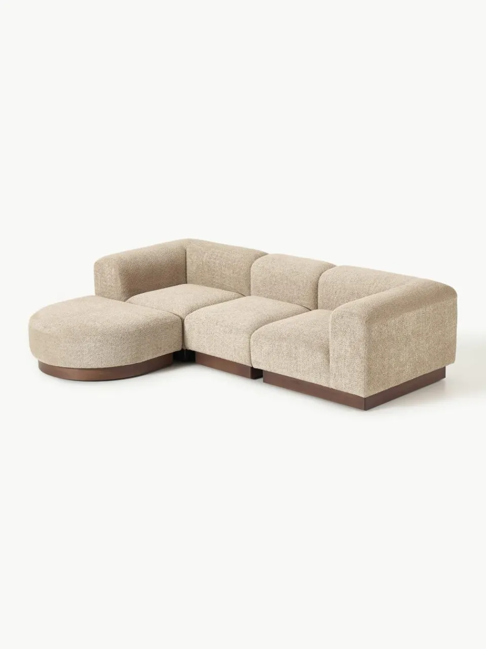 Modulaire bank Natalie (3-zits) van teddy-bouclé met poef^Westwing Collection Outlet