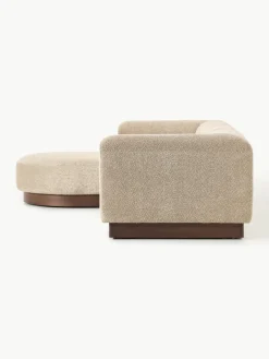 Modulaire bank Natalie (3-zits) van teddy-bouclé met poef^Westwing Collection Outlet