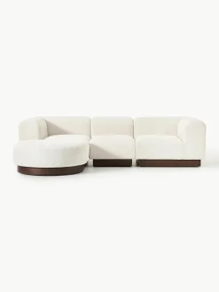 Modulaire bank Natalie (3-zits) van teddy-bouclé met poef^Westwing Collection Discount