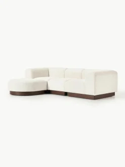 Modulaire bank Natalie (3-zits) van teddy-bouclé met poef^Westwing Collection Discount