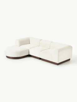 Modulaire bank Natalie (3-zits) van teddy-bouclé met poef^Westwing Collection Discount