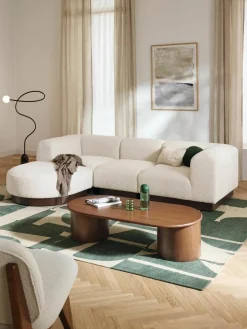 Modulaire bank Natalie (3-zits) van teddy-bouclé met poef^Westwing Collection Discount