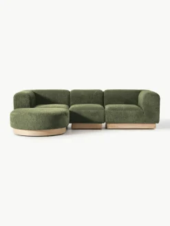 Modulaire bank Natalie (3-zits) van teddy-bouclé met poef^Westwing Collection Best