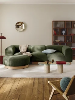 Modulaire bank Natalie (3-zits) van teddy-bouclé met poef^Westwing Collection Best