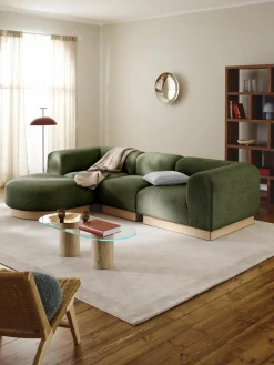 Modulaire bank Natalie (3-zits) van teddy-bouclé met poef^Westwing Collection Best