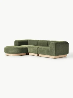 Modulaire bank Natalie (3-zits) van teddy-bouclé met poef^Westwing Collection Best