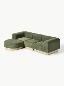 Modulaire bank Natalie (3-zits) van teddy-bouclé met poef^Westwing Collection Best