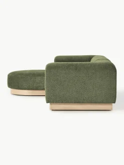 Modulaire bank Natalie (3-zits) van teddy-bouclé met poef^Westwing Collection Best