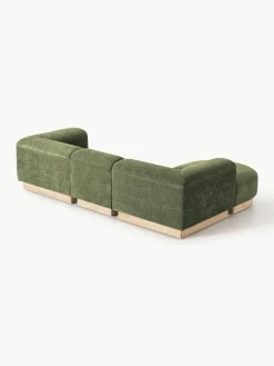 Modulaire bank Natalie (3-zits) van teddy-bouclé met poef^Westwing Collection Best