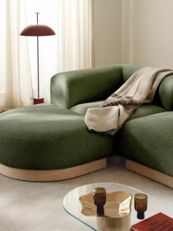 Modulaire bank Natalie (3-zits) van teddy-bouclé met poef^Westwing Collection Best