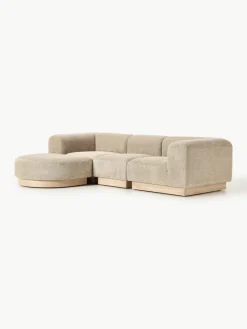 Modulaire bank Natalie (3-zits) van teddy-bouclé met poef^Westwing Collection Hot
