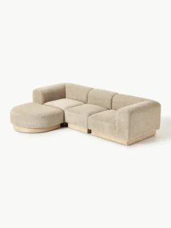 Modulaire bank Natalie (3-zits) van teddy-bouclé met poef^Westwing Collection Hot