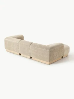 Modulaire bank Natalie (3-zits) van teddy-bouclé met poef^Westwing Collection Hot