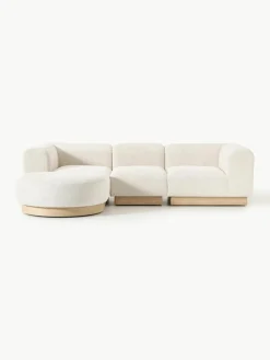 Modulaire bank Natalie (3-zits) van teddy-bouclé met poef^Westwing Collection Best