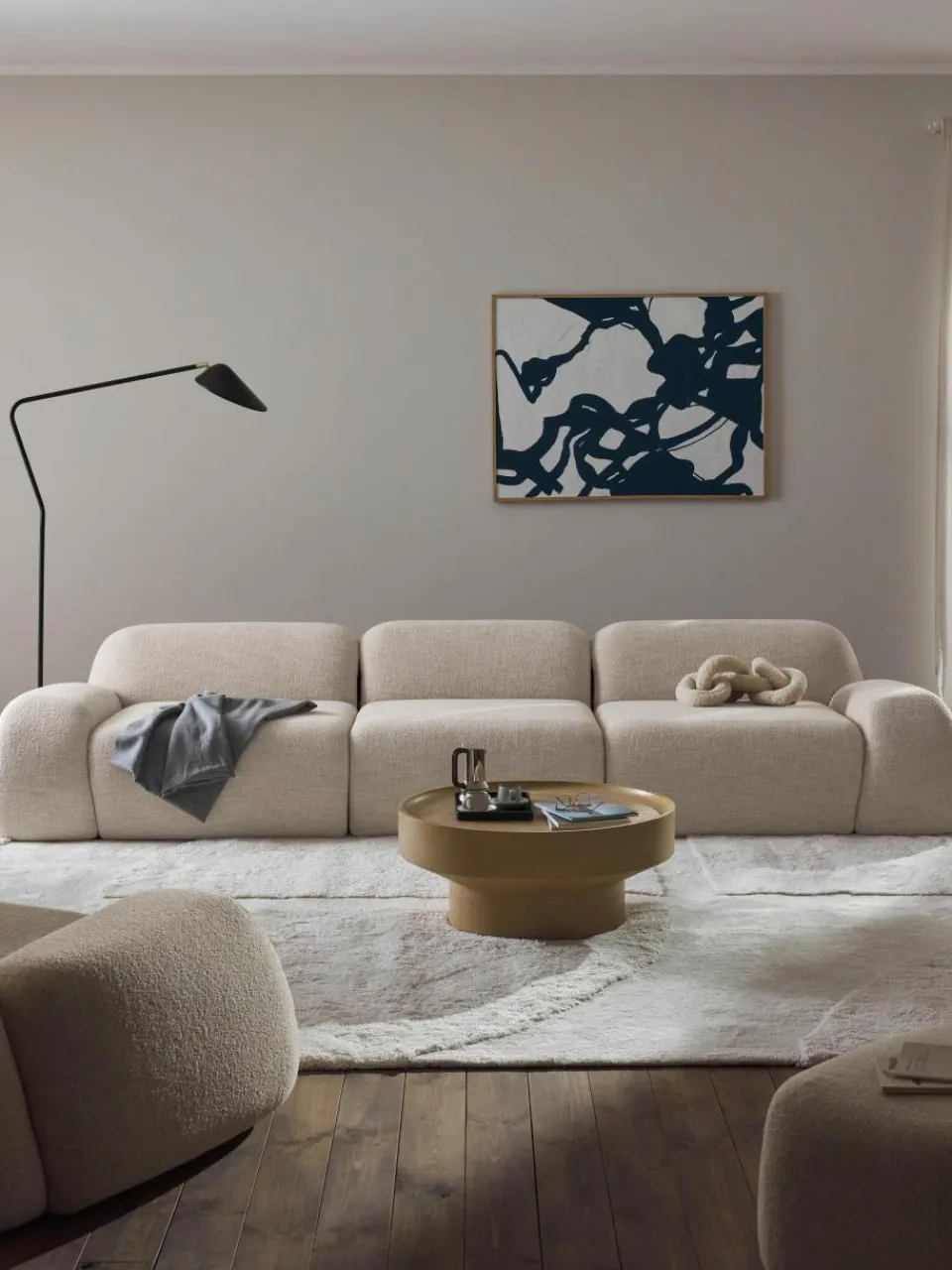 Modulaire bank Wolke (4-zits) van bouclé^Westwing Collection Hot