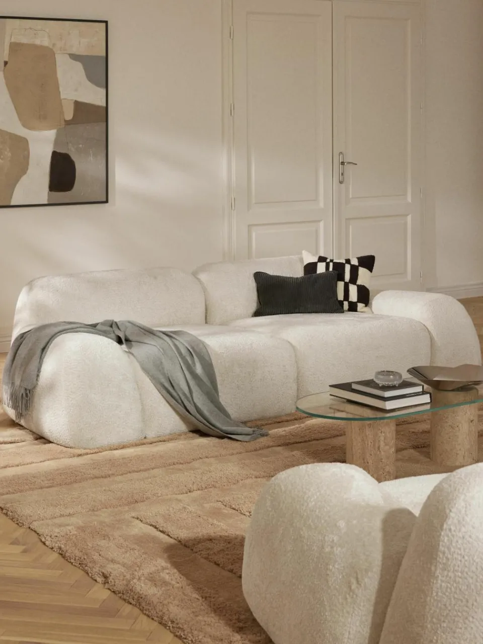 Modulaire bank Wolke (3-zits) van teddy-bouclé^Westwing Collection Outlet