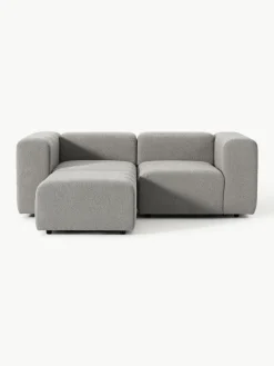 Modulaire bouclé bank Lena (3-zits) met kruk^Westwing Collection Fashion