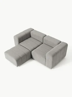 Modulaire bouclé bank Lena (3-zits) met kruk^Westwing Collection Fashion