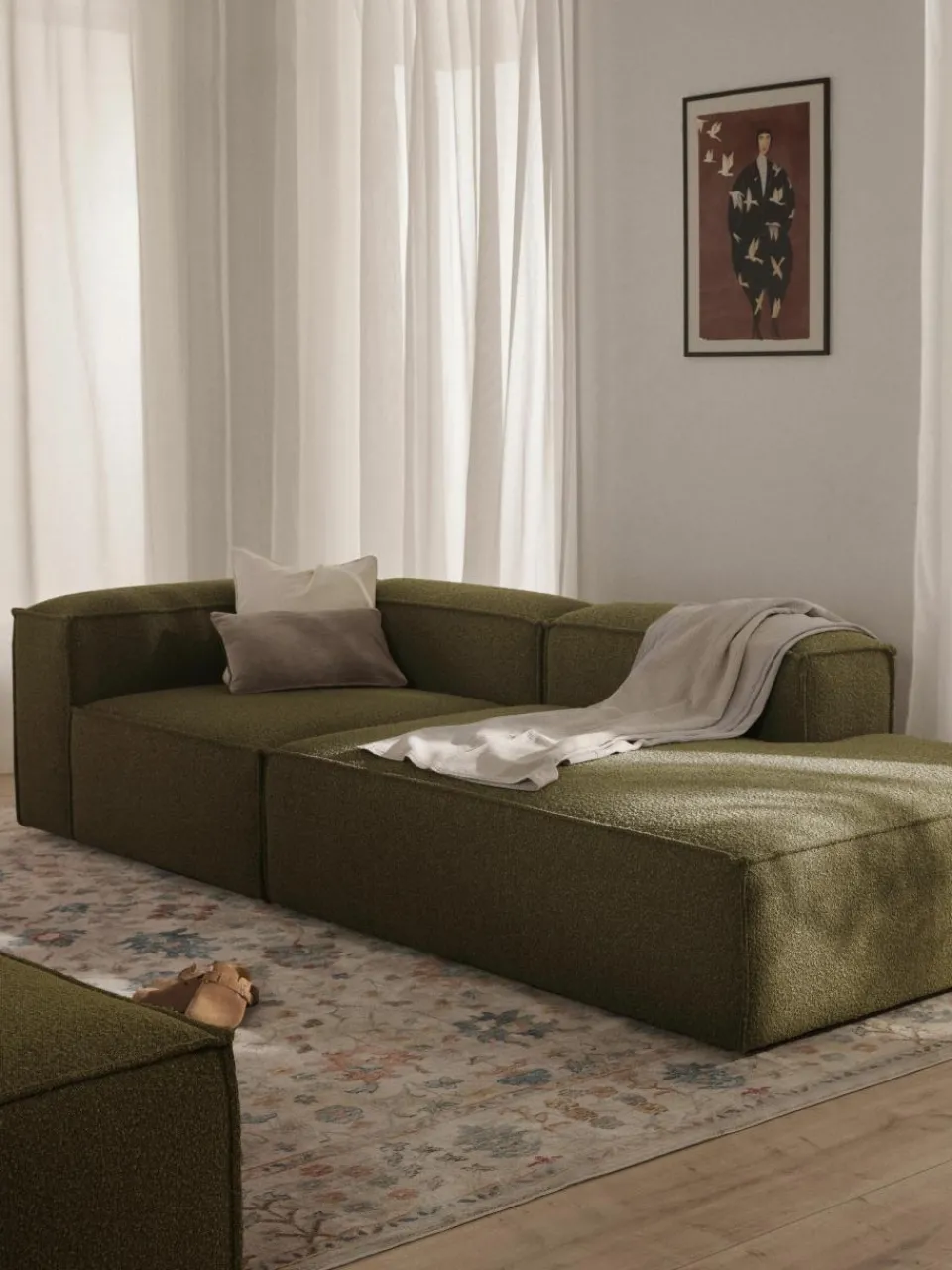 Modulaire chaise longue Lennon uit bouclé^Westwing Collection Hot