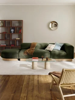 Modulaire chaise longue Natalie van teddy-bouclé^Westwing Collection Fashion