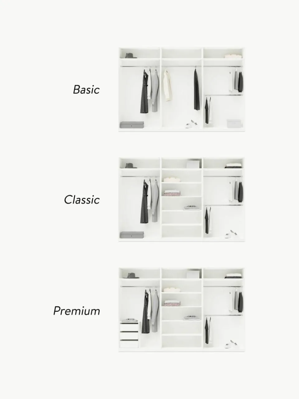 Modulaire draaideurkast Leon, 300 cm breed, diverse varianten^Westwing Collection Clearance