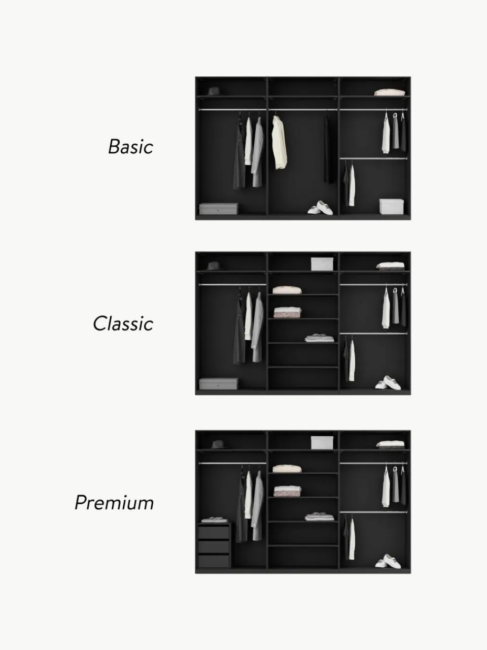 Modulaire draaideurkast Simone, 300 cm breed, diverse varianten^Westwing Collection Online