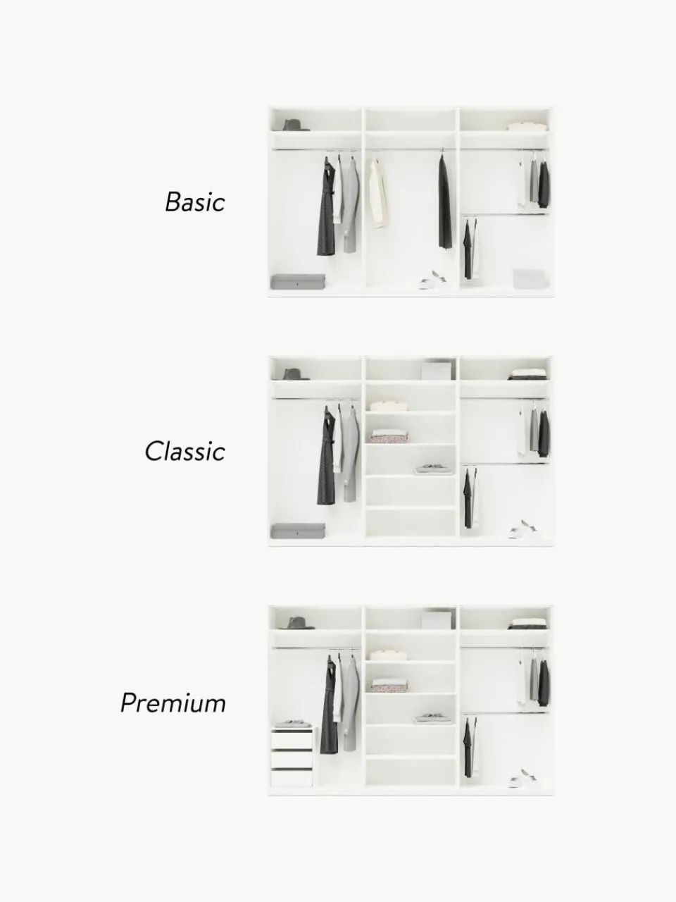 Modulaire draaideurkast Simone, 300 cm breed, diverse varianten^Westwing Collection Discount