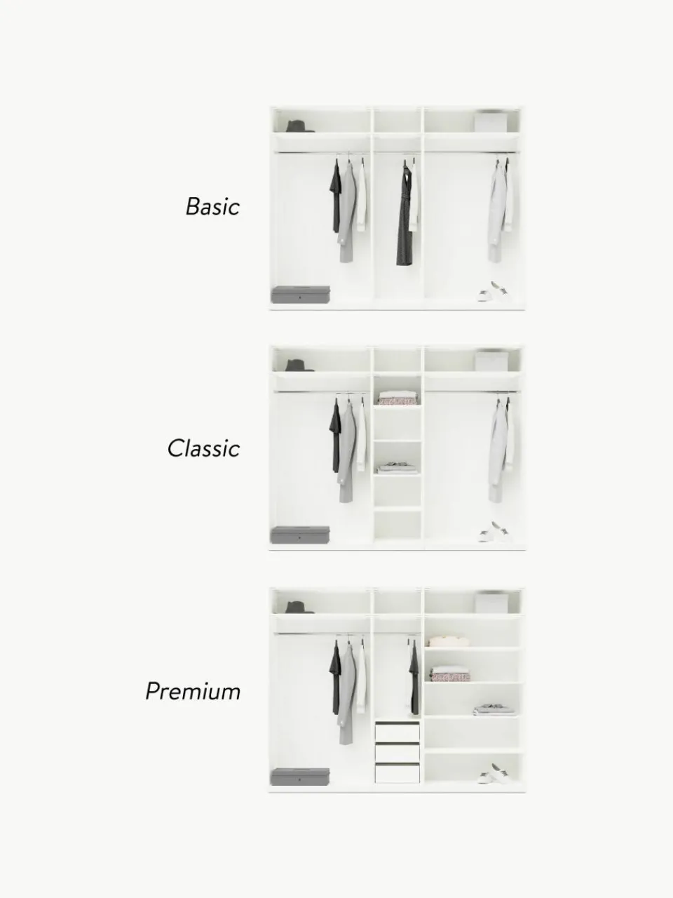 Modulaire draaideurkast Simone, 250 cm breed, diverse varianten^Westwing Collection Fashion