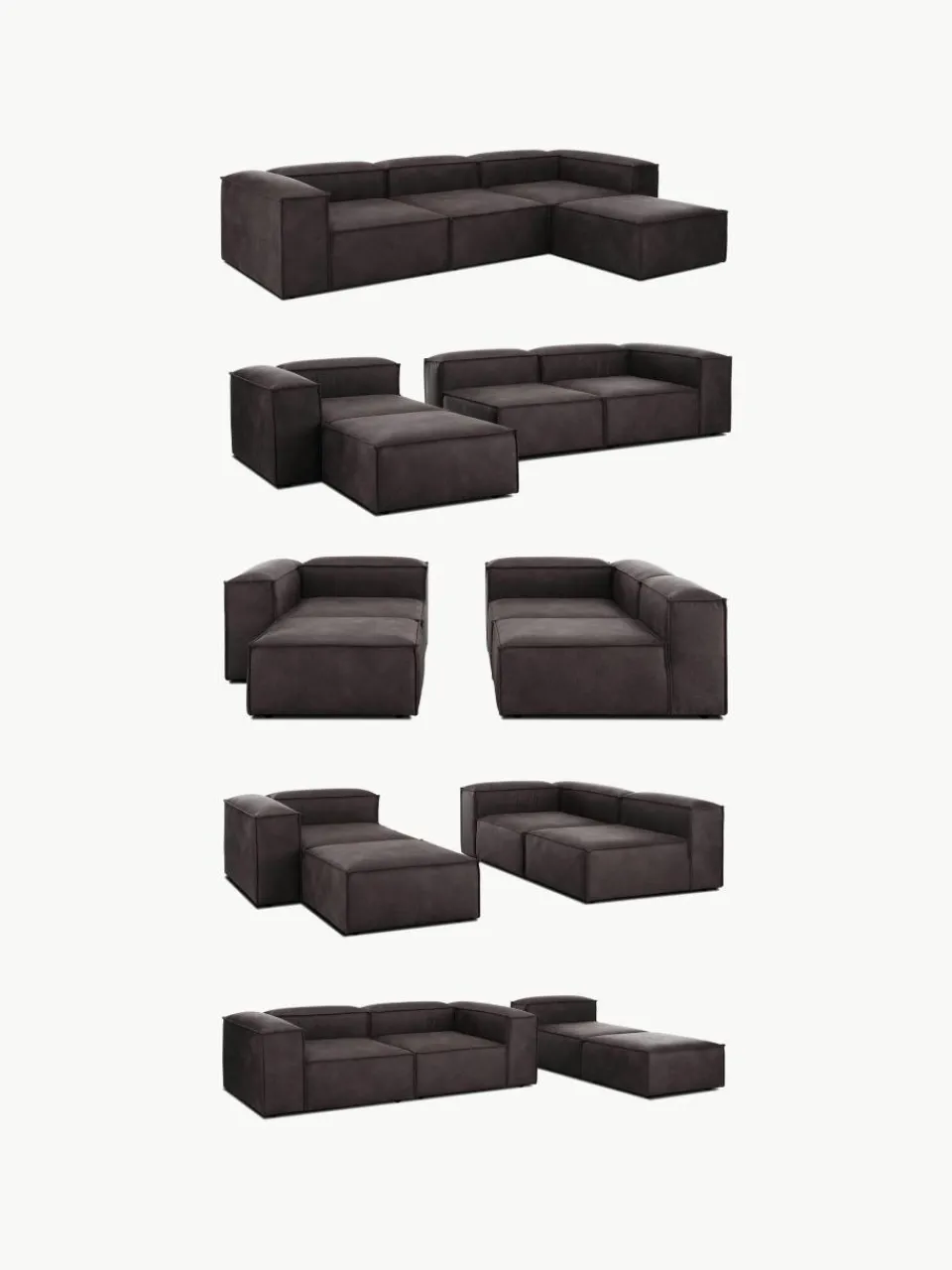 Modulaire hoekbank Lennon van gerecycled leer^Westwing Collection Outlet