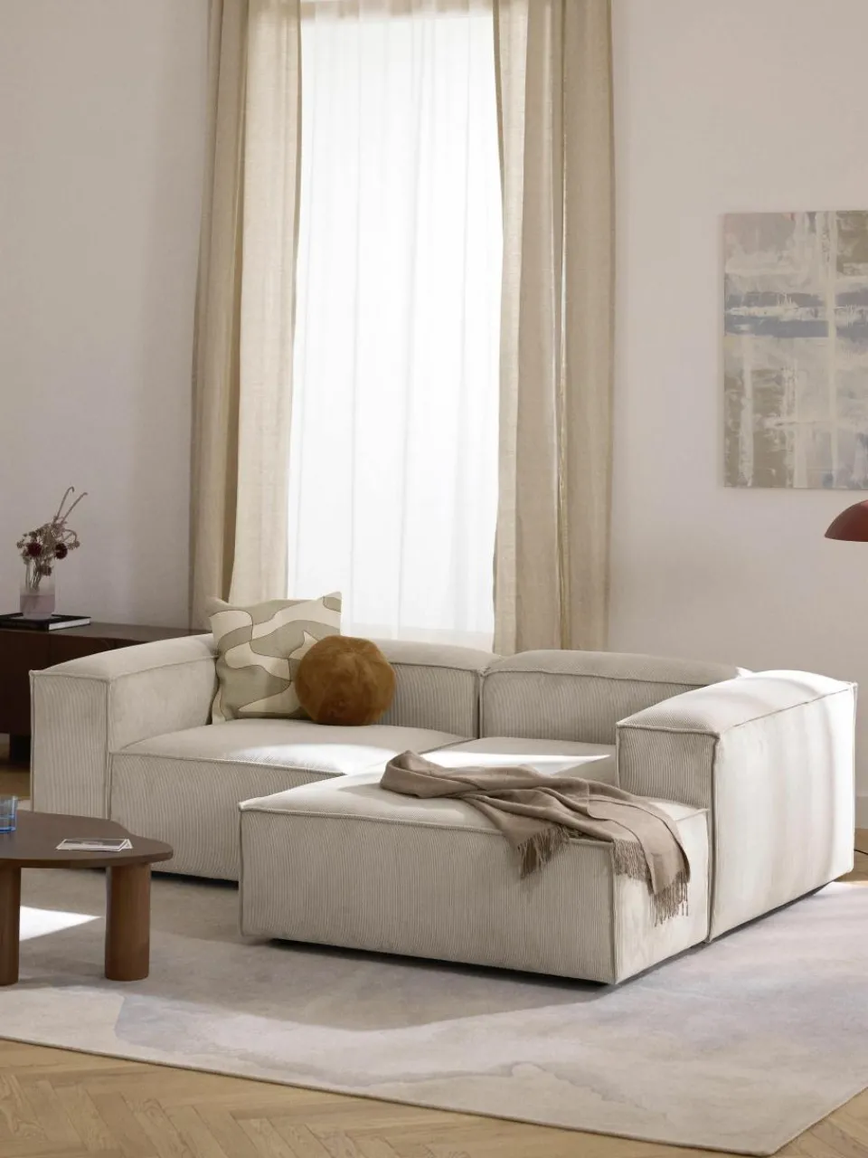 Modulaire hoekbank Lennon van corduroy^Westwing Collection Outlet
