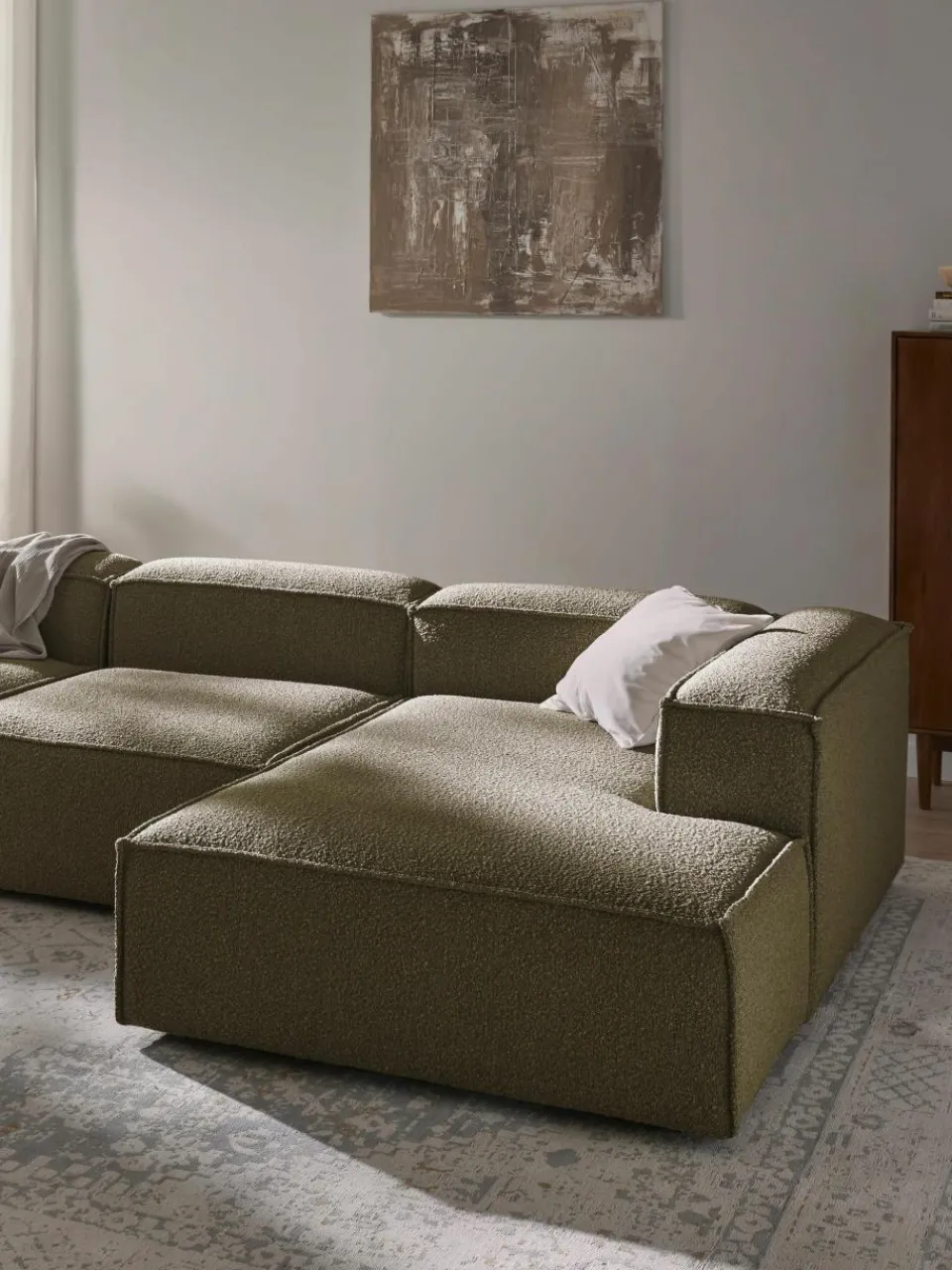 Modulaire hoekbank Lennon uit bouclé^Westwing Collection Outlet